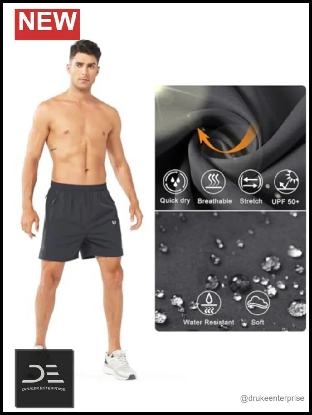 Men's Athletic Running Shorts with Zipper Pockets Quick Dry Lightweight